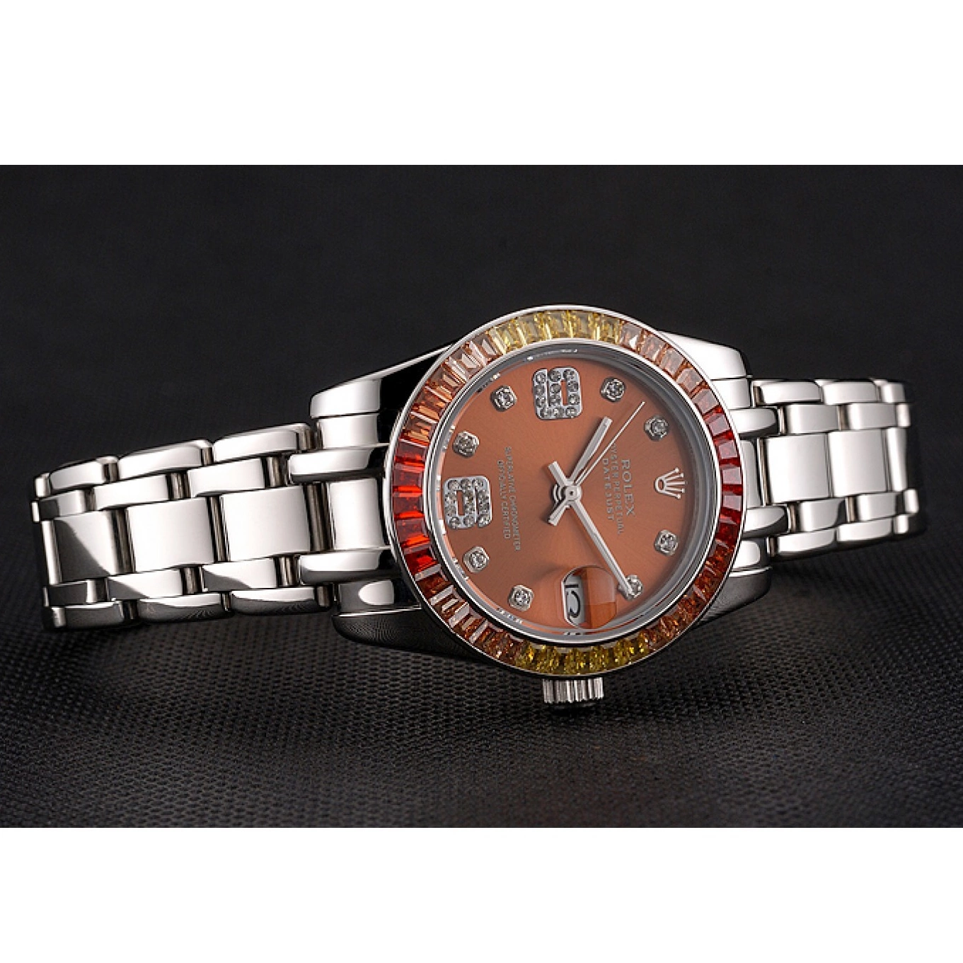 AAA Replica Watches Rolex Case Dial 39 Cognac Pearlmaster Datejust Stainless And Steel Bracelet 0727
